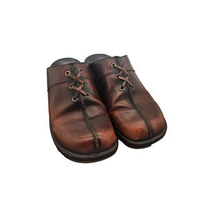 Sanita Womens 40A Danish US 9.5 Clog Pro Work Nurse Cross Laced Brown Leather